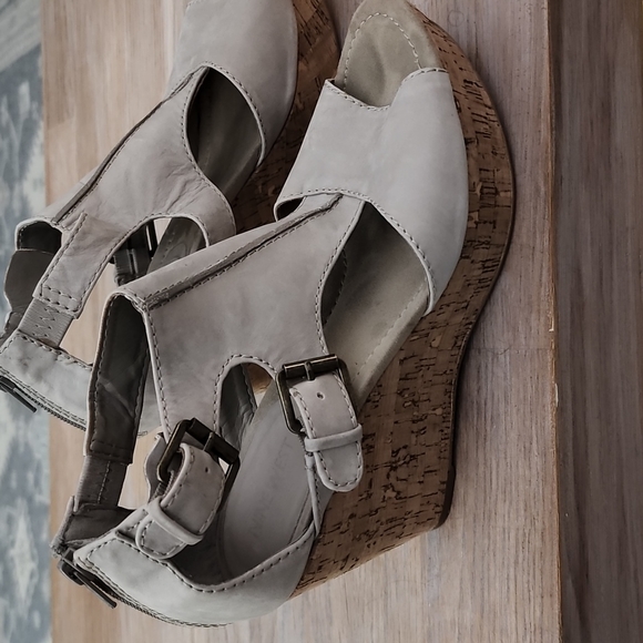 Nine West Erino Gray Leather Platform Wedge Gladiator Sandals 9 M PREOWNED EUC - Picture 6 of 6